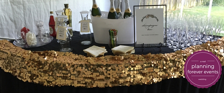 champagne bar at wedding