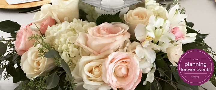 blush cream roses centerpiece